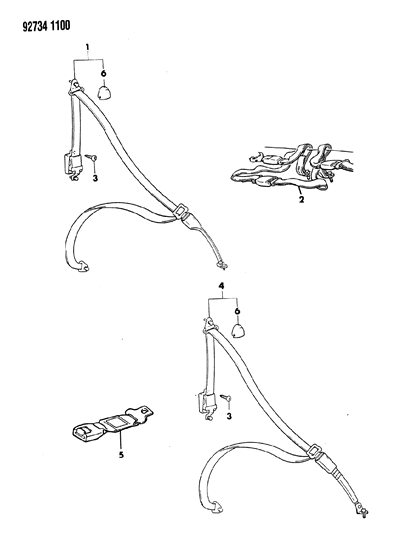 1992 Dodge Ram 50 Belt - Front Seat Diagram