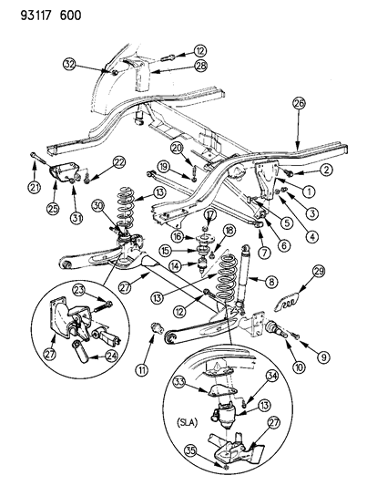 1993 Chrysler New Yorker Fifth Avenue Suspension - Rear Diagram
