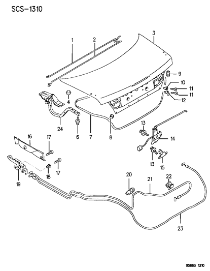 1996 Chrysler Sebring Trunk Lid & Lock Diagram