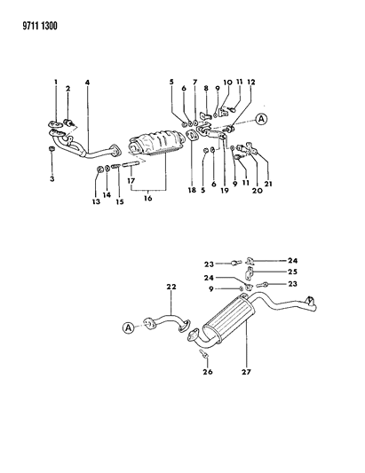 1989 Dodge Raider Exhaust System Diagram 2