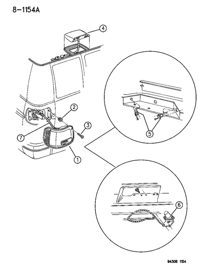 1996 Dodge Ram Van Lamps - Rear End Diagram