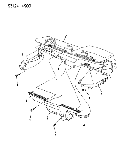 1993 Dodge Caravan Demister, Hose, Outlet, Duct Diagram