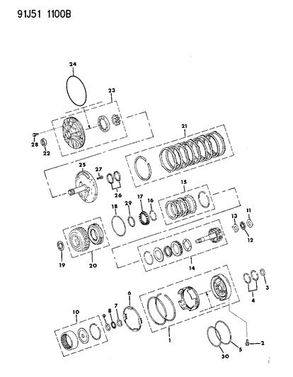 1993 Jeep Grand Wagoneer Oil Pump & Overdrive Clutch Diagram