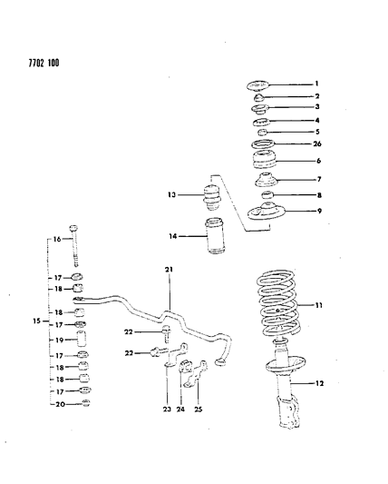 1988 Dodge Colt Suspension - Front Diagram