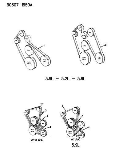 1992 Dodge Ramcharger Drive Belts Diagram 1