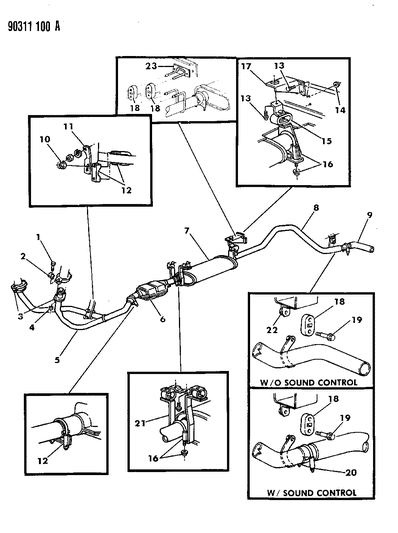 1990 Dodge Ram Wagon Exhaust System Diagram