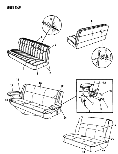 1990 Dodge W150 Rear Seat Diagram