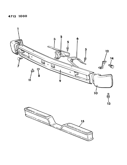 1984 Dodge Ram 50 Bumper, Front And Rear Diagram