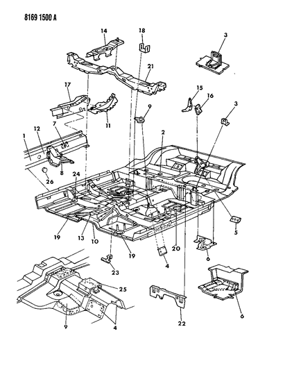 1988 Dodge Shadow Floor Pan Front Diagram