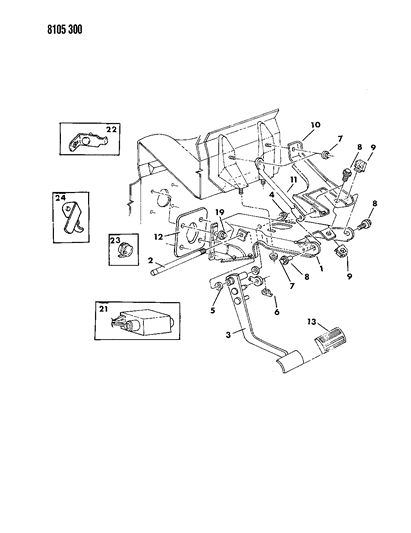 1988 Chrysler LeBaron Base Brake Pedal Diagram