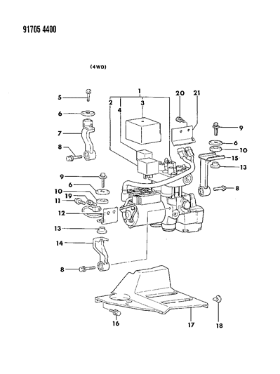 1991 Dodge Colt Modulator, Anti-Skid Diagram 2