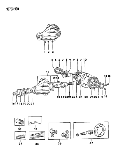 1990 Dodge Ram 50 Differential - Without Limited Slip Diagram