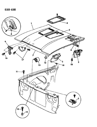 1986 Chrysler New Yorker Hood Diagram