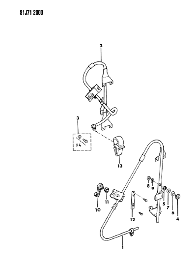 1986 Jeep Comanche Regulators - Door Glass Diagram 2
