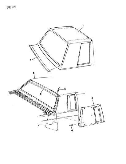 1985 Dodge Aries Cover, Roof - Exterior View Diagram 3