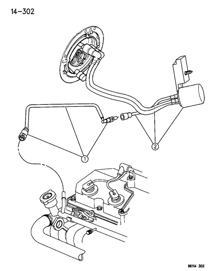 1996 Dodge Neon Fuel Lines & Filter Diagram 1