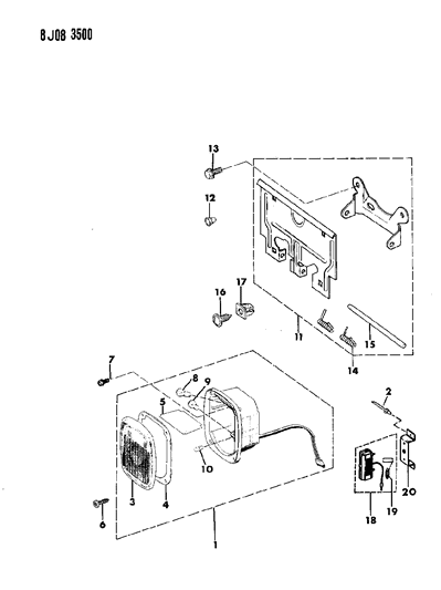 1990 Jeep Wrangler Lamps - Rear Diagram