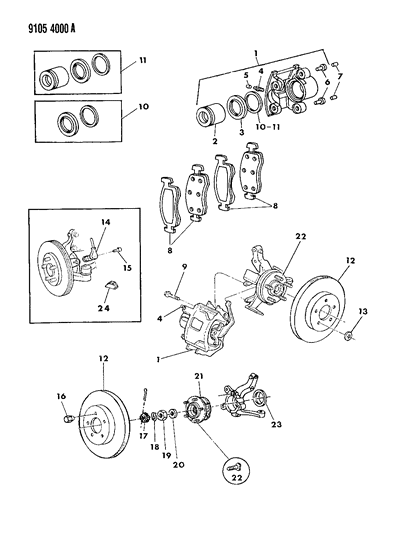 1989 Chrysler New Yorker Brakes, Front Diagram