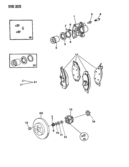 1989 Chrysler LeBaron GTC Brakes, Front Diagram 2