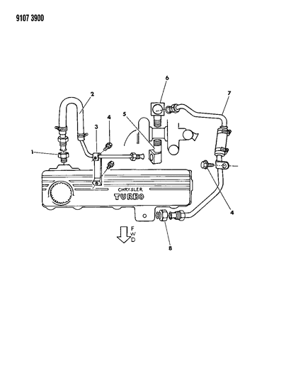 1989 Chrysler LeBaron Elbow Turbo Water Inlet Diagram for 6032566