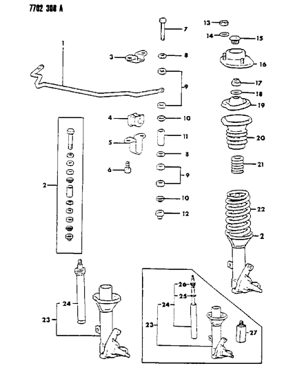 1987 Chrysler Conquest Suspension - Front Diagram