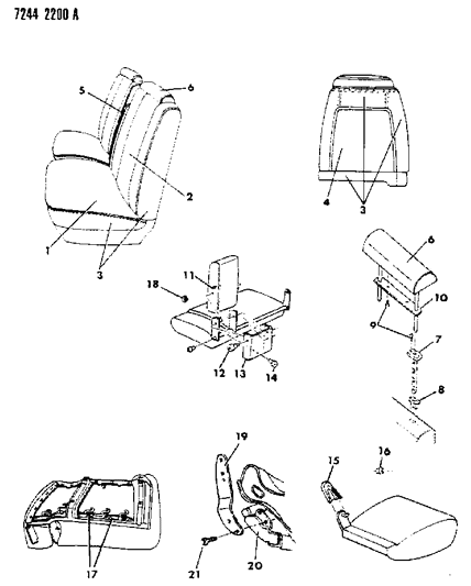 1987 Dodge Diplomat Seat - Front Fleet - Police & Others Diagram 1