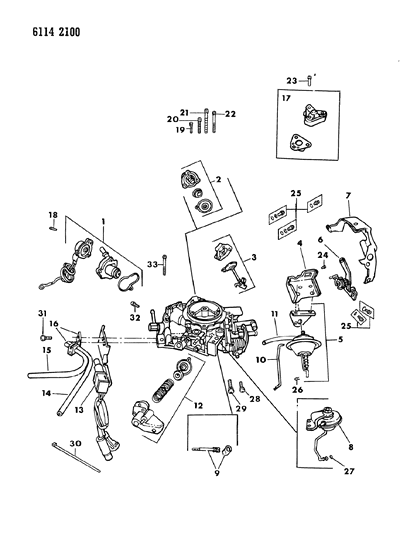 1986 Chrysler Laser Carburetor External Components Diagram