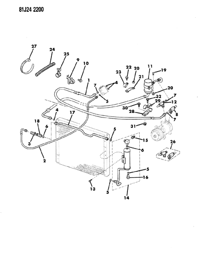 1985 Jeep Cherokee Ac Air COND.RECEIVER To Eva Diagram for 56000217