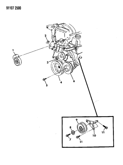 1991 Chrysler Town & Country Drive Pulleys Diagram 3