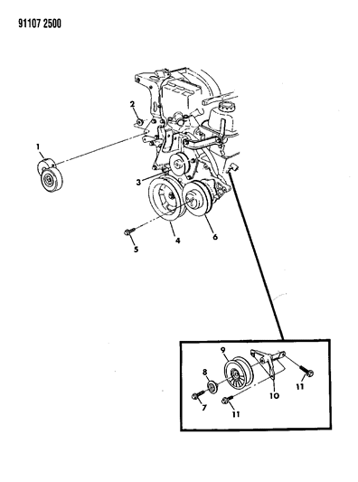 1991 Dodge Grand Caravan Drive Pulleys Diagram 3