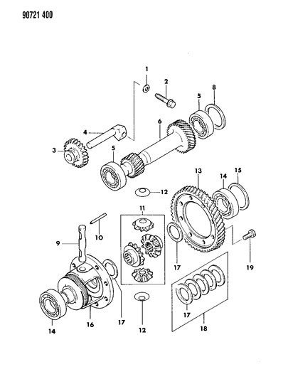 1990 Dodge Colt Gears & Output Shaft Diagram