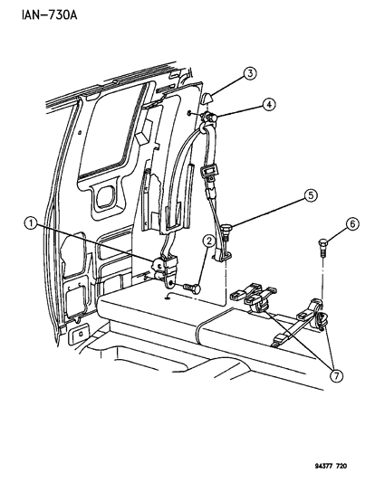 1996 Dodge Dakota Seat Belt Rear Seat Inner Right Diagram for F812SP8