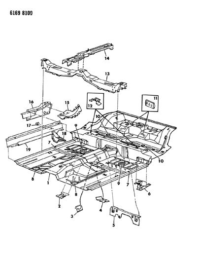 1986 Chrysler Laser Floor Pan Front Diagram