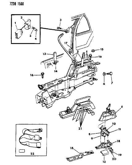 1987 Dodge Daytona Belt - Front Seat Diagram 1