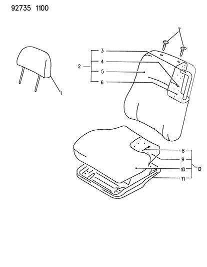 1994 Dodge Colt Front Seat Diagram 2