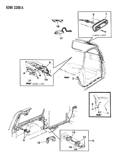 1986 Dodge Ramcharger Lamps & Wiring - Cargo - Dome - Courtesy Diagram