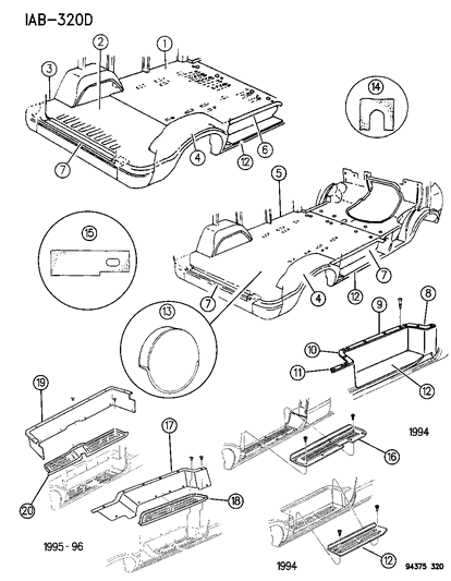 1996 Dodge Ram Wagon Carpets-Mats-Scuff Plates, Rear Diagram