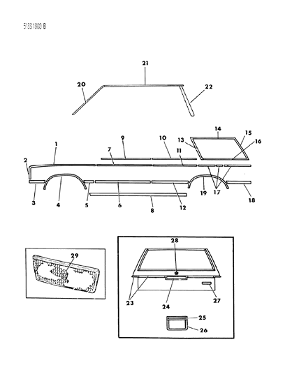 1985 Chrysler Town & Country Mouldings & Ornamentation - Exterior View Diagram 12