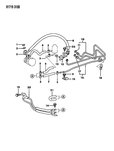 1991 Dodge Colt Hose & Attaching Parts - Power Steering Diagram