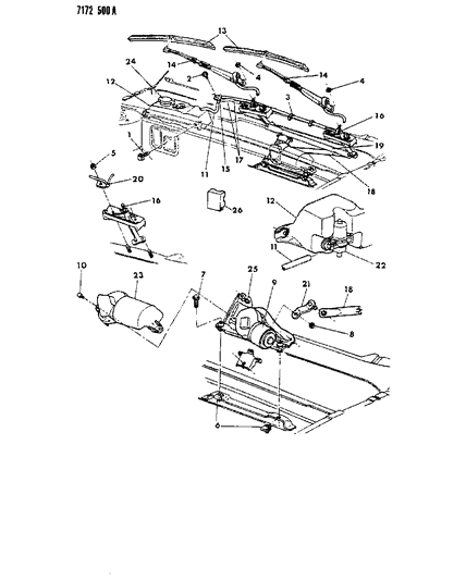 1987 Dodge Shadow Windshield Wiper & Washer System Diagram