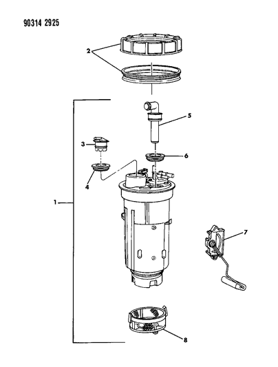 1992 Dodge Dakota Fuel Pump & Level Unit Diagram
