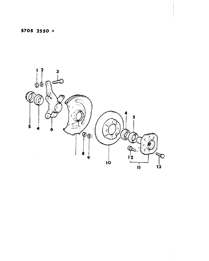 1985 Dodge Colt Brake Disc & Bearings, Front Diagram 2