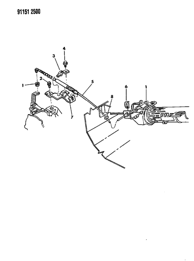 1991 Chrysler LeBaron Controls, Gearshift, Column Shaft Diagram