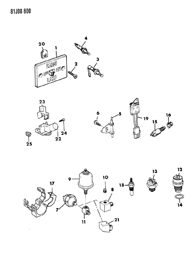 1985 Jeep J20 Switches & Sending Units Diagram