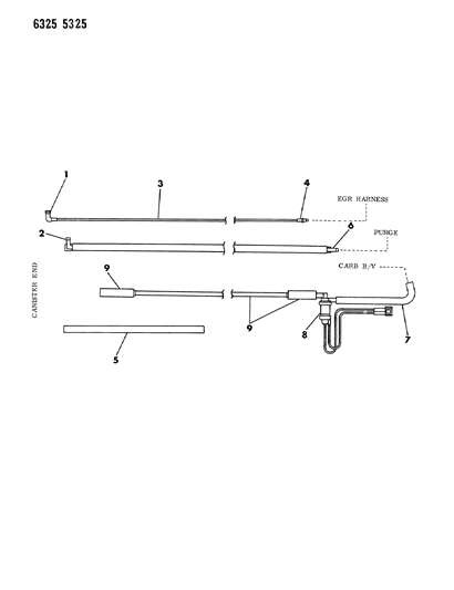 1987 Dodge W350 Vapor Canister Hose Harness - Dual Canister Diagram 3