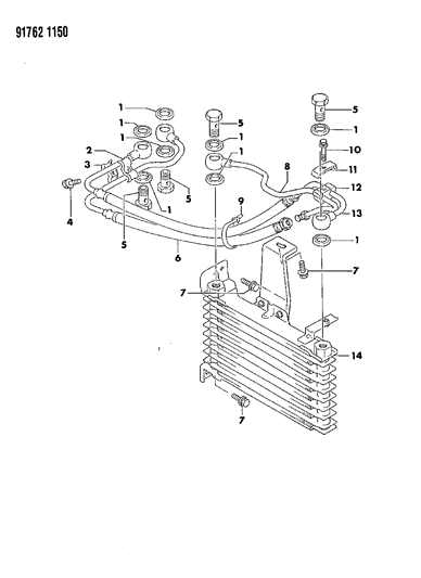 1991 Dodge Stealth Oil Cooler & Tubes Diagram