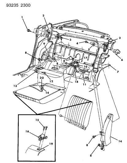 1993 Chrysler LeBaron Rear Fold Down Seat Diagram