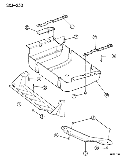 1994 Jeep Cherokee Plates - Underbody Skid Diagram