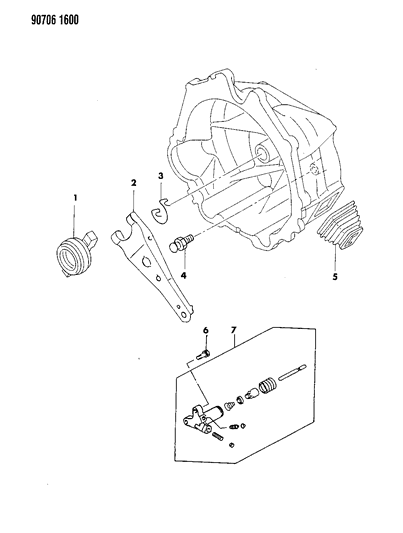 1990 Dodge Ram 50 Controls, Clutch Diagram 1