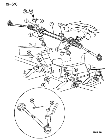 1994 Dodge Viper Gear - Rack & Pinion, Power & Attaching Parts Diagram